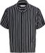 Jack & Jones Resort overhemd Loose Fit Zwart Gestreept Viscose Korte Mouw L