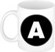 Bellatio Decorations Koffie mok met de letter A - beker - zwart - eerste letter van een voornaam - wit - 300 ml