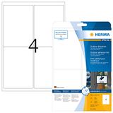 HERMA 9534 weerbest outdoor folielabels A4 (99,1 x 139 mm, 10 vellen, polyethyleen, mat) zelfklevend, bedrukbaar, extreme sterk klevende etiketten, 40 etiketten voor printer, wit