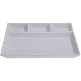 Merkloos / Sans marque Porselein Gourmetbord - 4 vakken - wit - magnetronbestendig - vaatwasserbestendig