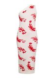 IZIA Robe en maille rouge / blanc