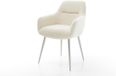 DELIFE Fauteuil Pejo-Flex 4 pieds coniques acier inoxydable teddy beige ressorts ensachés