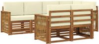 vidaXL Acacia Hout Bank Loungeset Natuurlijk en Crème