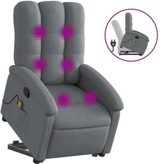 vidaXL Sta-op-massagestoel verstelbaar stof donkergrijs