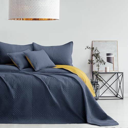 RESTILO Dekbedovertrek 200x220 Grijs Geel