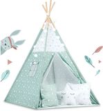 Viking Choice Tipi tent - speeltent - met kussens en lampjes - mint groen
