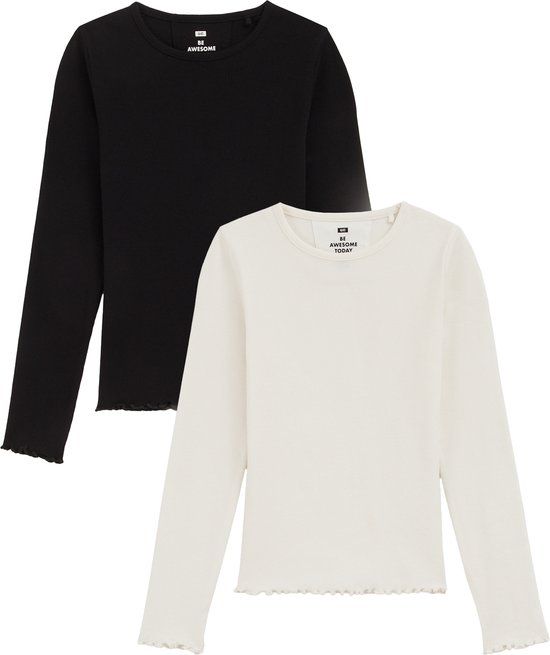 WE Fashion Meisjes geribd T-shirt, 2-pack