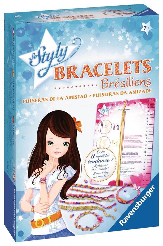 Ravensburger So Styly Braziliaanse armbanden creatieve hobby sieraden maken armbanden vriendschapsarmbanden 8 prestaties 6 kleuren garen vanaf 7 jaar 18376 Franse versie
