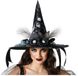 Atosa Chapeau de sorcière avec plumes noir Enfants
