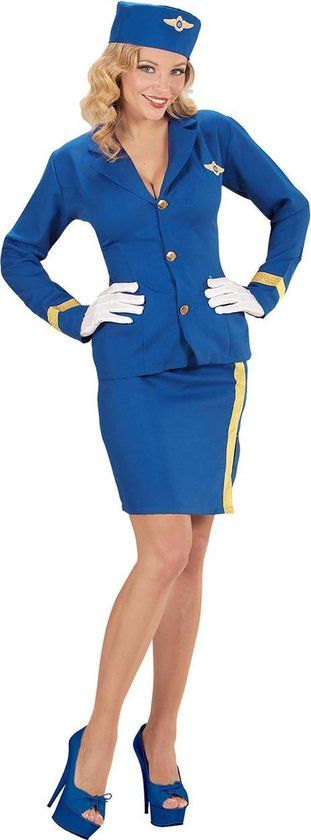 Widmann Stewardess Kostuum Blauw XL - Vrouwen - Carnaval