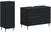 vidaXL - 2-delige - Badkamerkast - Set - ZWOLLE - Zwart - Bewerkt - hout