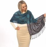 Pashmina Shine Luxe Sjaal Blauw Horizon Blau