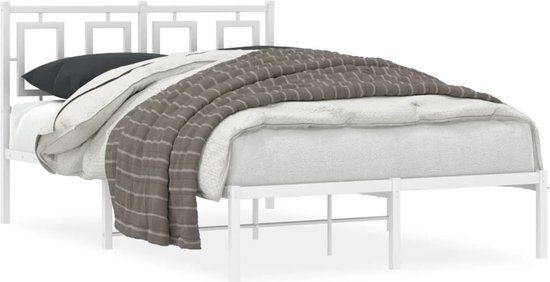 vidaXL Bedframe met Hoofdbord Metaal Wit 120x190 cm