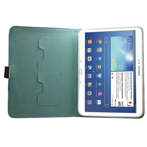 SAMRICK Executive speciaal ontworpen lederen boek portemonnee case met exclusieve kijkstandaard, schermbeschermer, microvezel doek en wit hoge capacitieve mini stylus pen voor Samsung P5200 Galaxy Tab 3 10.1/P5210 Galaxy Tab 3 10.1/P5220 Galaxy Tab 3 10.1 - zwart