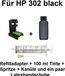 INK-MATE Adaptateur de remplissage + 100 ml d'encre de remplissage Noir pour HP 302 Noir + 302 Noir XL