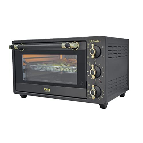TM Electron EASYBAKE TMPHO020RAN Mini-oven in retrodesign met olievrije friteuse functie, 20 liter, instelbare temperatuur 80 °C tot 250 °C, 5 functies, inclusief 4 accessoires