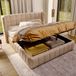 MODFU Bedframe 180x200 cm Beige Linnenlook Gestoffeerd met Opbergruimte en Lattenbodem