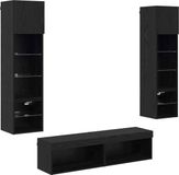 vidaXL TV Wand Eenheid 6 st Zwart Eiken Bewerkt hout