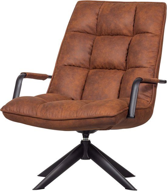 WOOOD Jouke Draaifauteuil - Kunstleer - Cognac