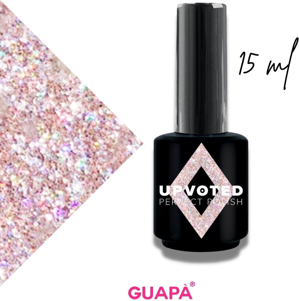 GUAPÀ Gellak Glitter Roze | Pink Gellak | Gel Nagellak | Gel Polish | Professionele Salon Kwaliteit | 15 ml