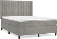 vidaXL Boxspring Bed met Matras - Fluweel - Lichtgrijs - 140x190 cm