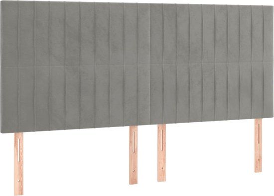 vidaXL Hoofdbord Lichtgrijs Fluweel 200x5x118/128 cm