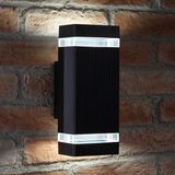Sans marque Applique murale double haut et bas Noir Intérieur/Extérieur IP44 Résistant aux intempéries