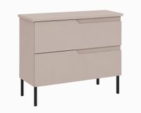 3xE living Meuble sous-vasque sur pieds 80 cm, avec plan, cachemire, Modern | 2 tiroirs amortis, façade cannelée MDF 16 mm, caisson cachemire, plan cachemire, pieds noirs, 80 x 46 x 73,6 cm