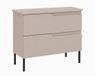 3xE living Meuble sous-vasque sur pieds 80 cm, avec plan, cachemire, Modern | 2 tiroirs amortis, façade cannelée MDF 16 mm, caisson cachemire, plan cachemire, pieds noirs, 80 x 46 x 73,6 cm