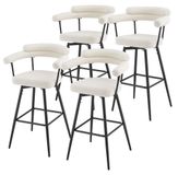 Set de 4 tabourets de bar, tissu peluche beige, pivotant à 360°, hauteur d'assise 76 cm