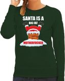 Bellatio Decorations Shoppartners Bv Foute Kerst sweater / kersttrui Santa is a big fat motherfucker groen voor dames - Kerstkleding / Christmas outfit M