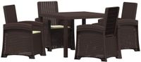 vidaXL Tuin Eettafel Set 5-delig Bruin en Crèmekleurig PP