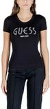 GUESS Printed Round Neck Short Sleeve T-shirt Wo - Black Shirts