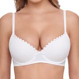 Susa Wiesn-Zauber Dirndl-BH 8025 Push-up BH met hartjesband op de cup, wit, 70C
