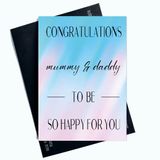 Wenskaarten Mummy en Daddy to Be Card So Happy For You Gefeliciteerd Kaarten Blauw en Roze Nieuwigheid Kaarten SP33