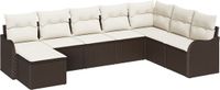vidaXL Tuinbank - Set - 8 zitplaatsen - Bruin - Polyrattan