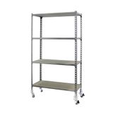 Simon Rack Metalen stelling met wielen 1575x800x300 mm - Maderclick | 4 niveaus, Houten legbord, 75 kg buigbelasting, Corrosiewerende coating, Montage met kliksysteem, Gegalvaniseerd