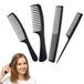 Carehabi 4-delige set professionele kapperskam, stylingkam, antistatische haarknipkam met steelkam en handgreepkam, kapperskam voor vrouwen, voor alle haartypes, zwart