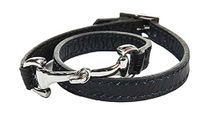 HKM Bit Lederen armband Zwart/Zilver Eén maat