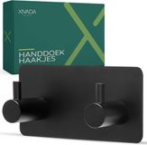 XIVADA Handdoekhaakjes Keuken & Badkamer - Ophanghaakjes Zelfklevende Haakjes Zwart - RVS