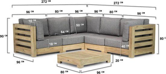 Santika Levante Hoek Loungeset 6-delig - Old Teak Greywash