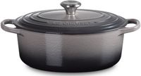 Le Creuset Signature geëmailleerde gietijzeren braadpan met deksel - ovaal, 29 cm, 4,7 liter, vuursteen, 2117829444