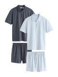 Next - Heren - Combiset van jersey met structuur - Blauw