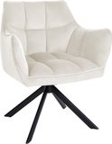 CLP Swing Eetkamerstoel - Met Armleining - Draaibare - Fluweel - Velvet - creme zwart