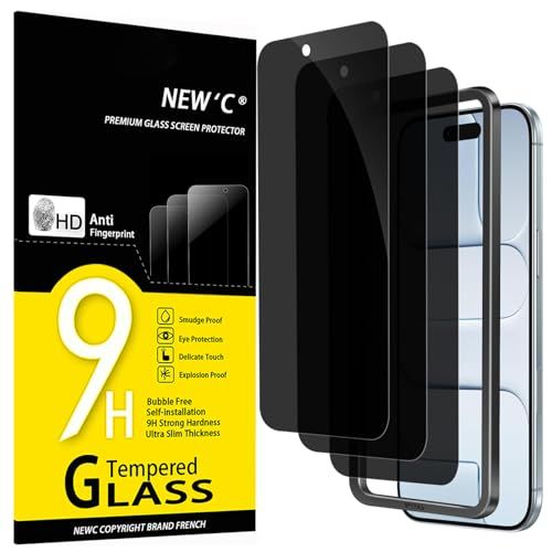 NEW'C 3 Stuks, Privacy Screen Protector voor iPhone Air (6,5 inch), Gehard Glass Schermbeschermer Film,Verbeterde privacyhoek van 28 graden- Eenvoudig installatiegereedschap inbegrepen