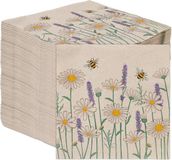 Talking Tables Table Kind Papieren Servetten 100 Stuks – Gerecycled Ongebleekt Kraft – Madeliefjes & Bijen Design – 2-laags 33 cm