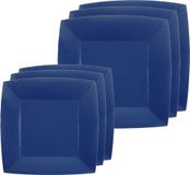 Santex set de assiettes de fête/anniversaire - 20x pièces - bleu foncé - 18 cm et 23 cm