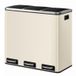 JOYFURNOS Poubelle de recyclage à triple compartiment, 3 x 18 L, poubelle à pédale pour la cuisine, couvercle à fermeture douce, acier, pour la maison, beige