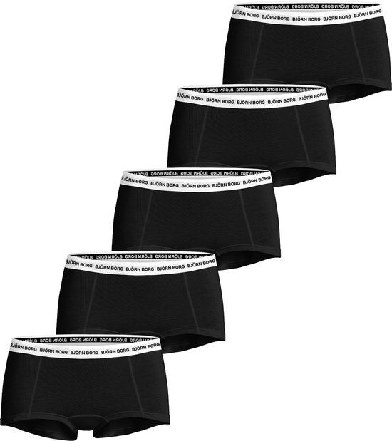 Björn Borg Dames Boxershorts Logo Vrouwen Onderbroek - 5 stuks - Katoen - Zwart - Maat M
