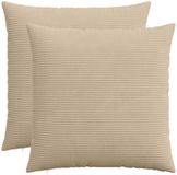 vidaXL - Kussensloop - 2 stuks - HEERLEN - Taupe - 55 x 55 cm - corduroy